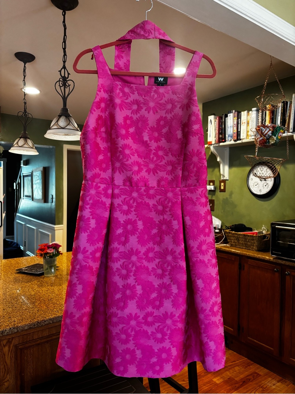 W by Worth Hot Pink Floral Fit-and-Flare Dress